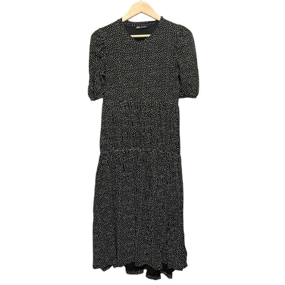 Zara Black Dress with White Polka Dots - Midi